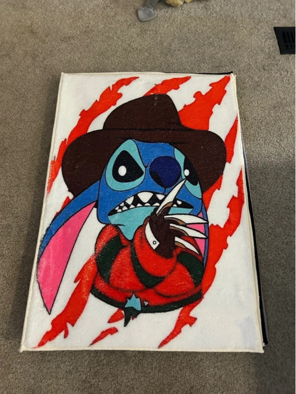 Stitch Freddy Kruger tufted rug 22”x32”